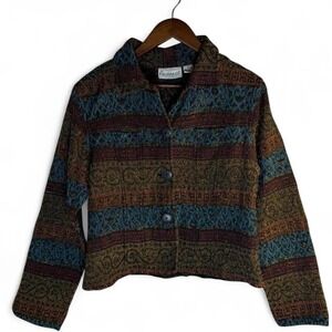 Vintage Flashback cropped tapestry jacket size M